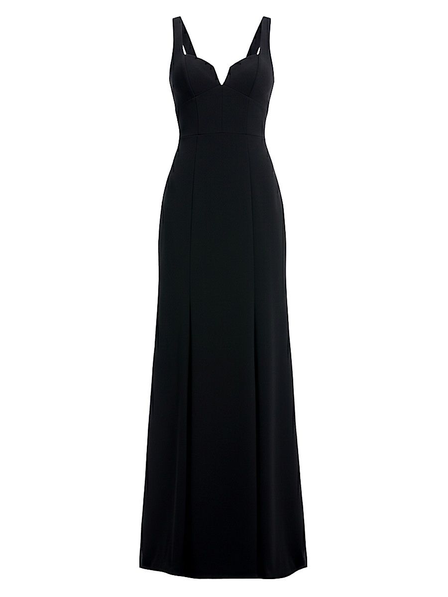 Women's Nettie Crepe A-Line Gown - Black - Size Large
