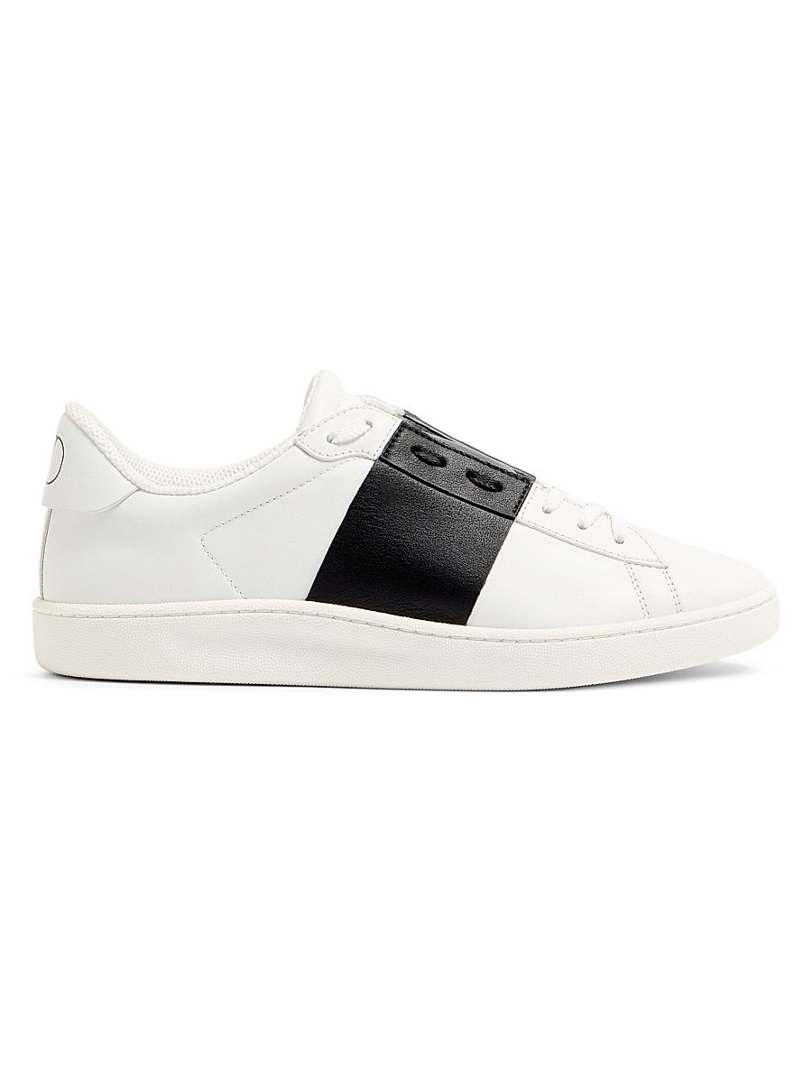Men's Open Royco Sneakers in Nappa Calfskin - White Black - Size 7.5