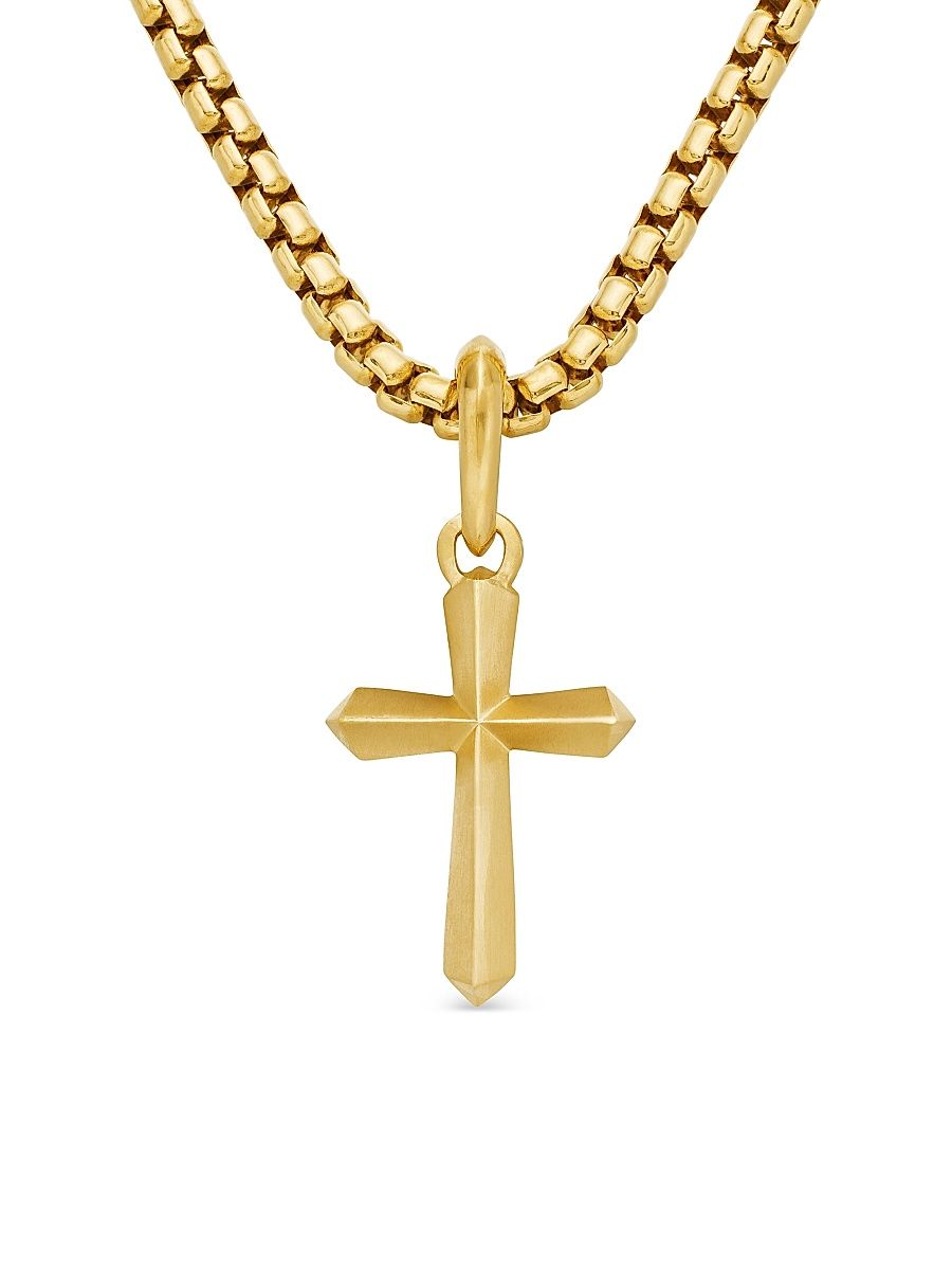 Men's Cross Amulet in 18K Yellow Gold, 19mm - Gold