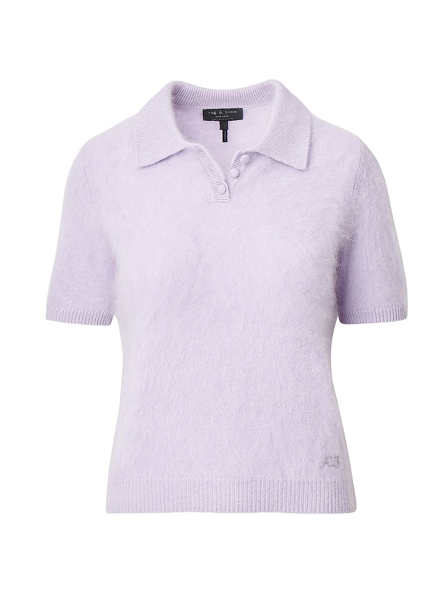 Women's Jada Brushed Cashmere Polo Sweater - Lavender - Size Large