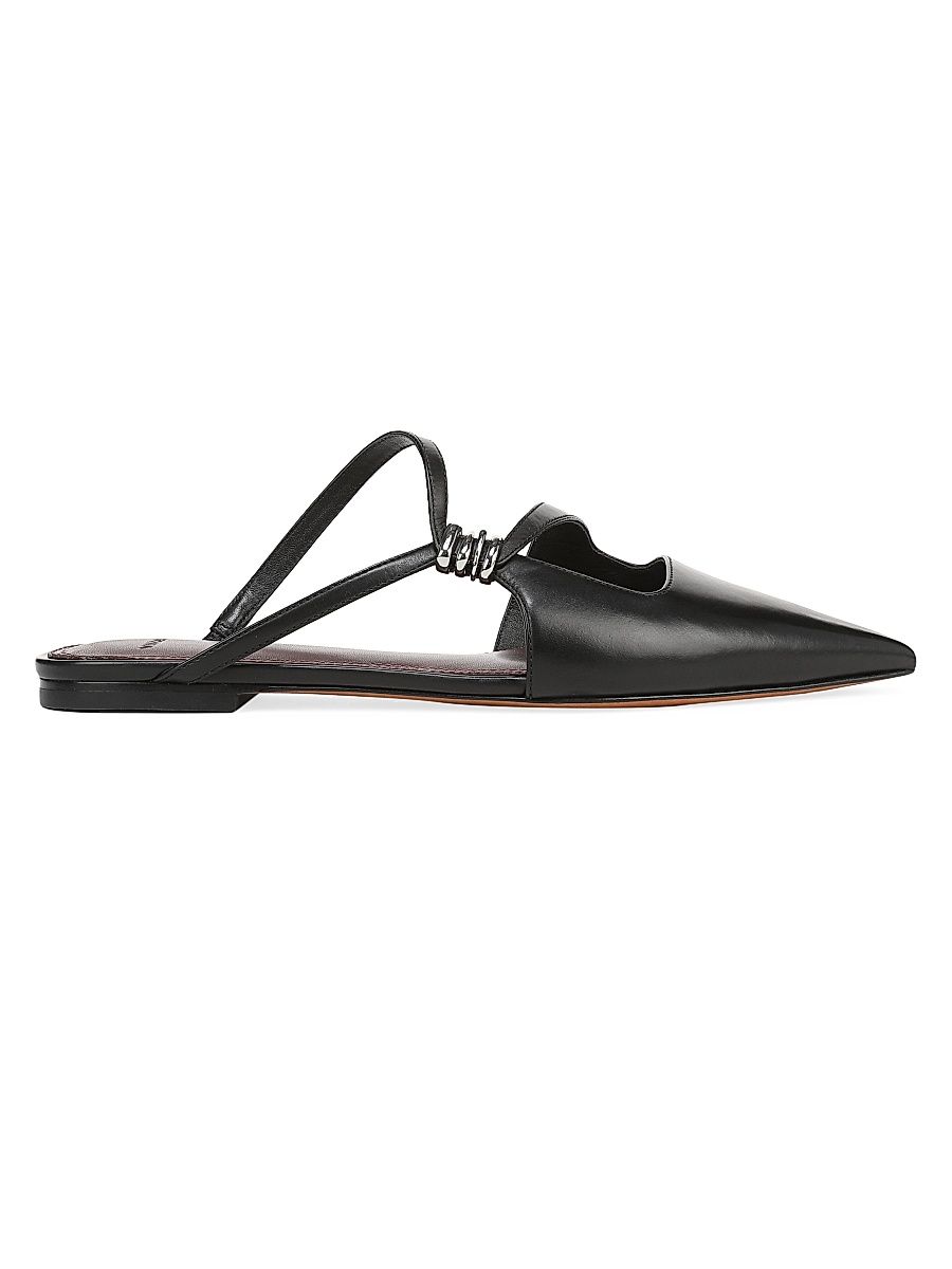 Women's Gilia Hardware-Accent Leather Mules - Black - Size 9.5