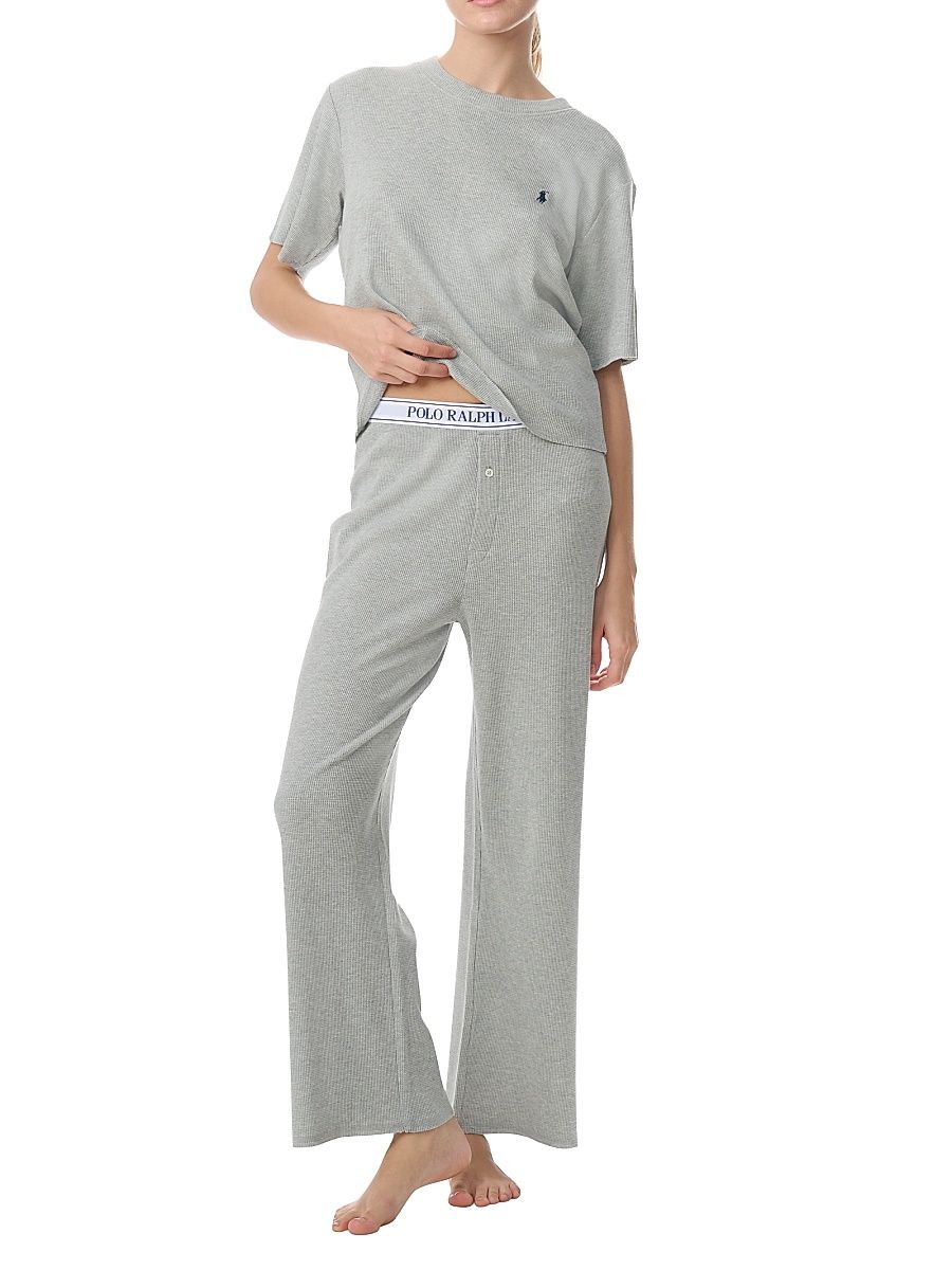 Women's Heathered Waffle-Knit Pajamas - Heather Grey - Size XL
