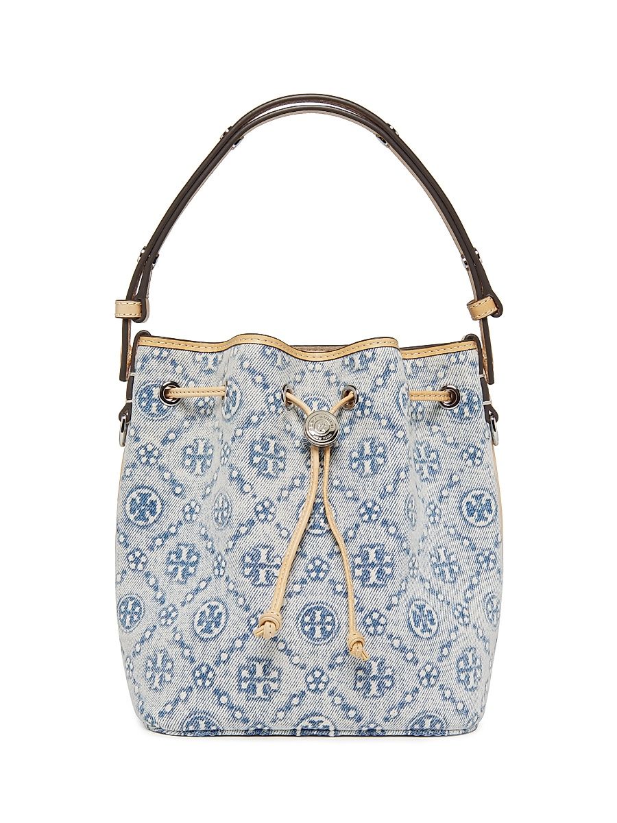 Women's T Monogram Denim Bucket - Powder Blue