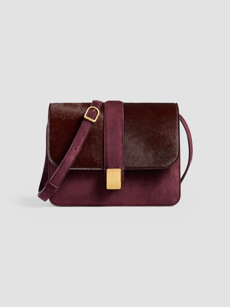 Khaite Women's Blake Calf Hair & Suede Crossbody Bag - Rouge Noir