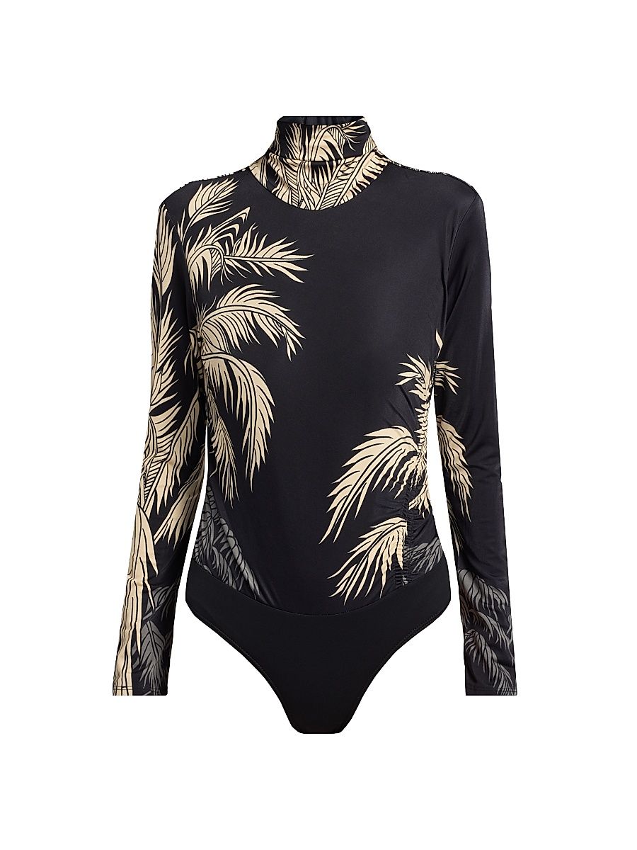 Women's Candelaria Truly Tropical Bodysuit - Black Ecru - Size Large
