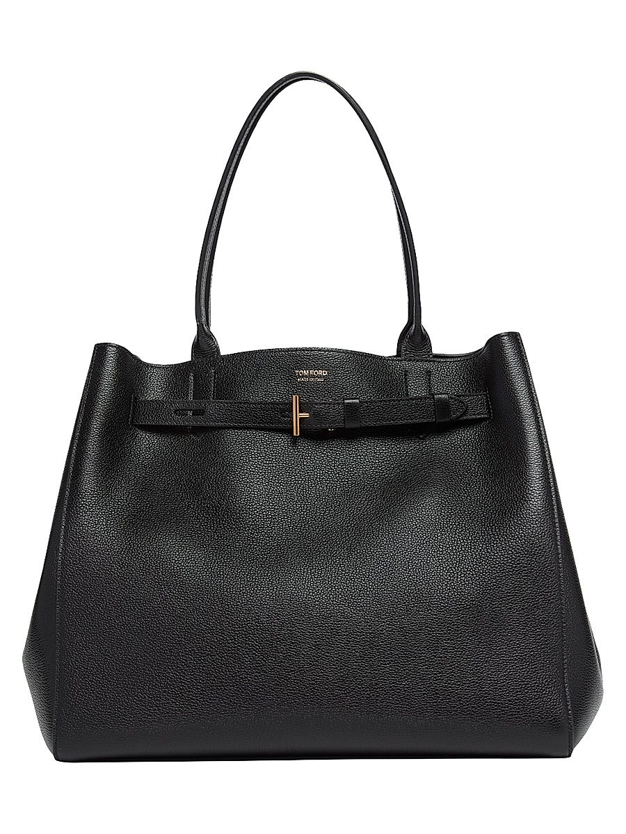 Women's Audrey Large Leather Tote Bag - Black
