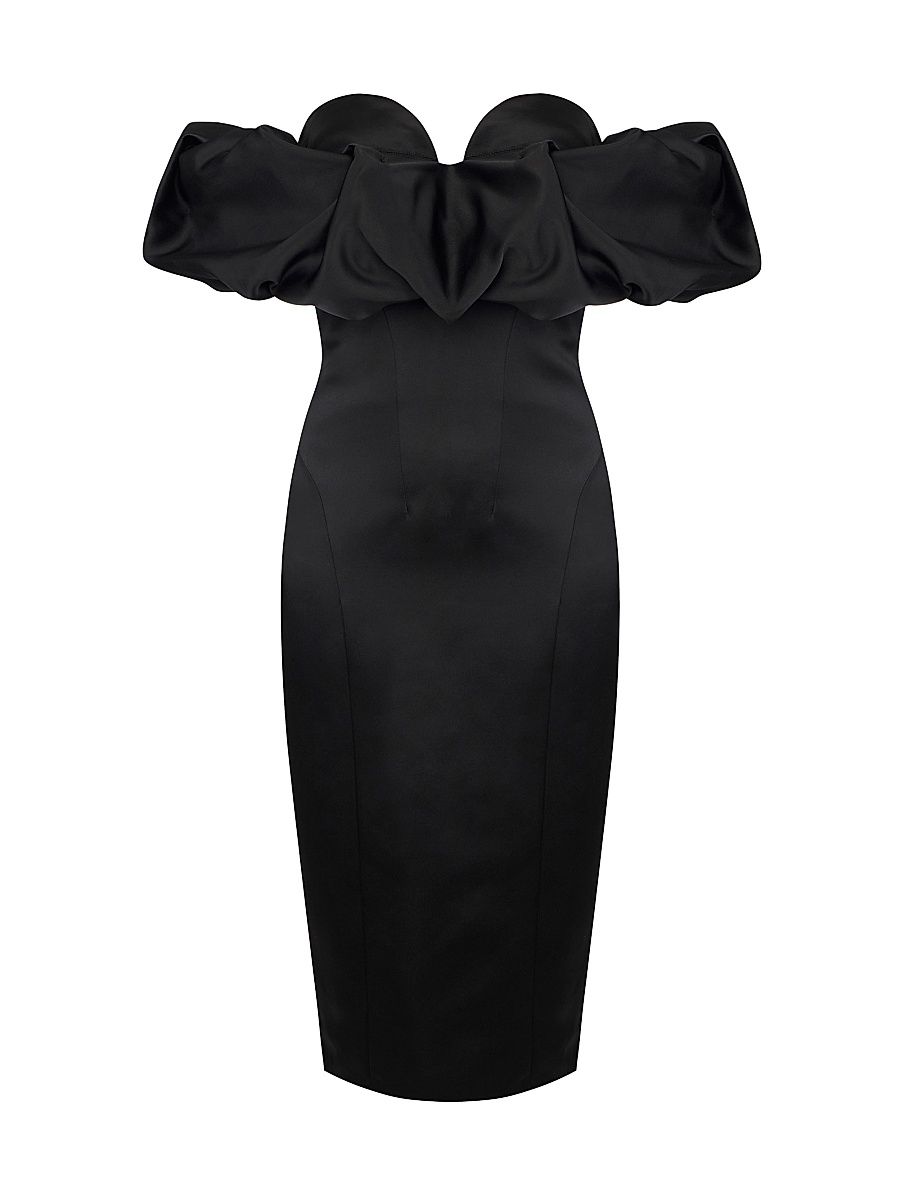 Women's Duchess Satin 3D Cocktail Dress - Nero - Size 8