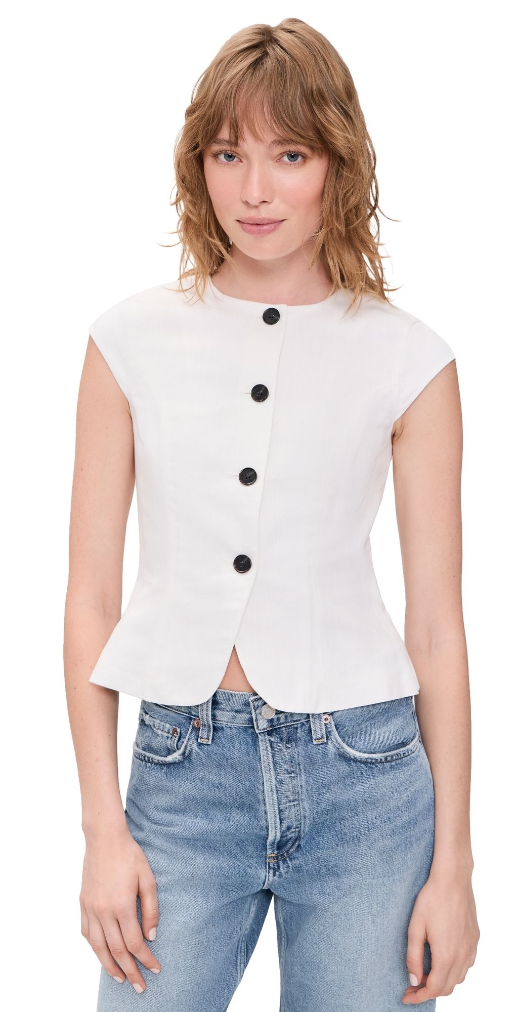 ALIGNE Connie Linen Mix Button Up Top White 6