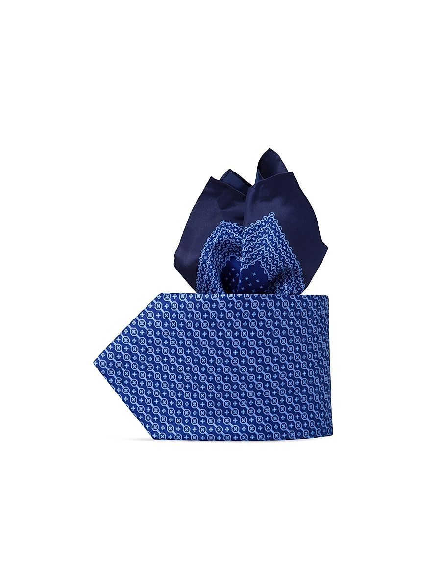 Men's Luxury Silk Tie Set - Blue