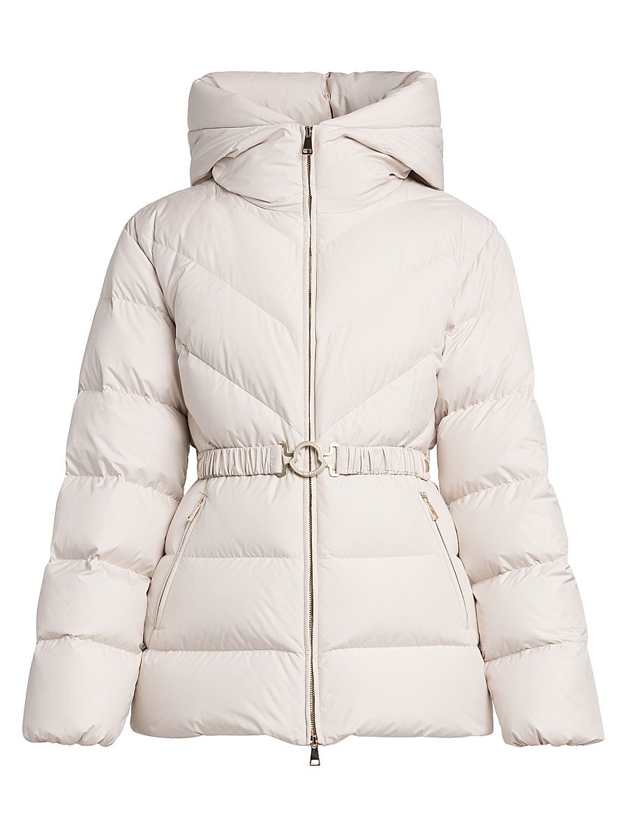 Women's Brosse Belted Puffer Jacket - White - Size XXL