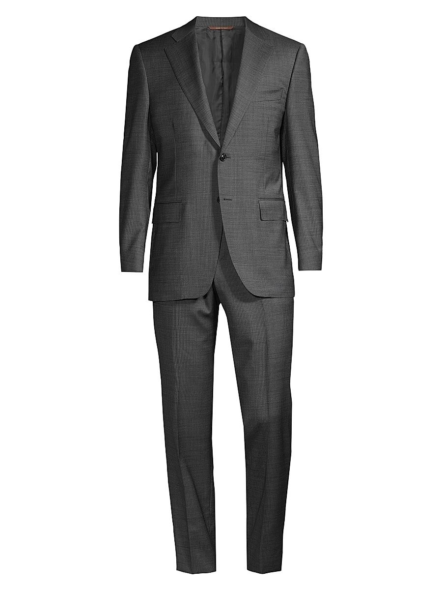 Men's Siena Wool Single-Breasted Suit - Dark Grey - Size 42