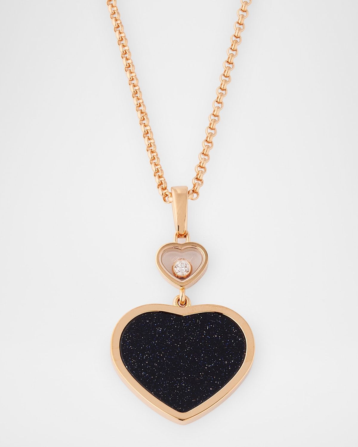 Happy Hearts 18K Rose Gold Aventurine Pendant Necklace