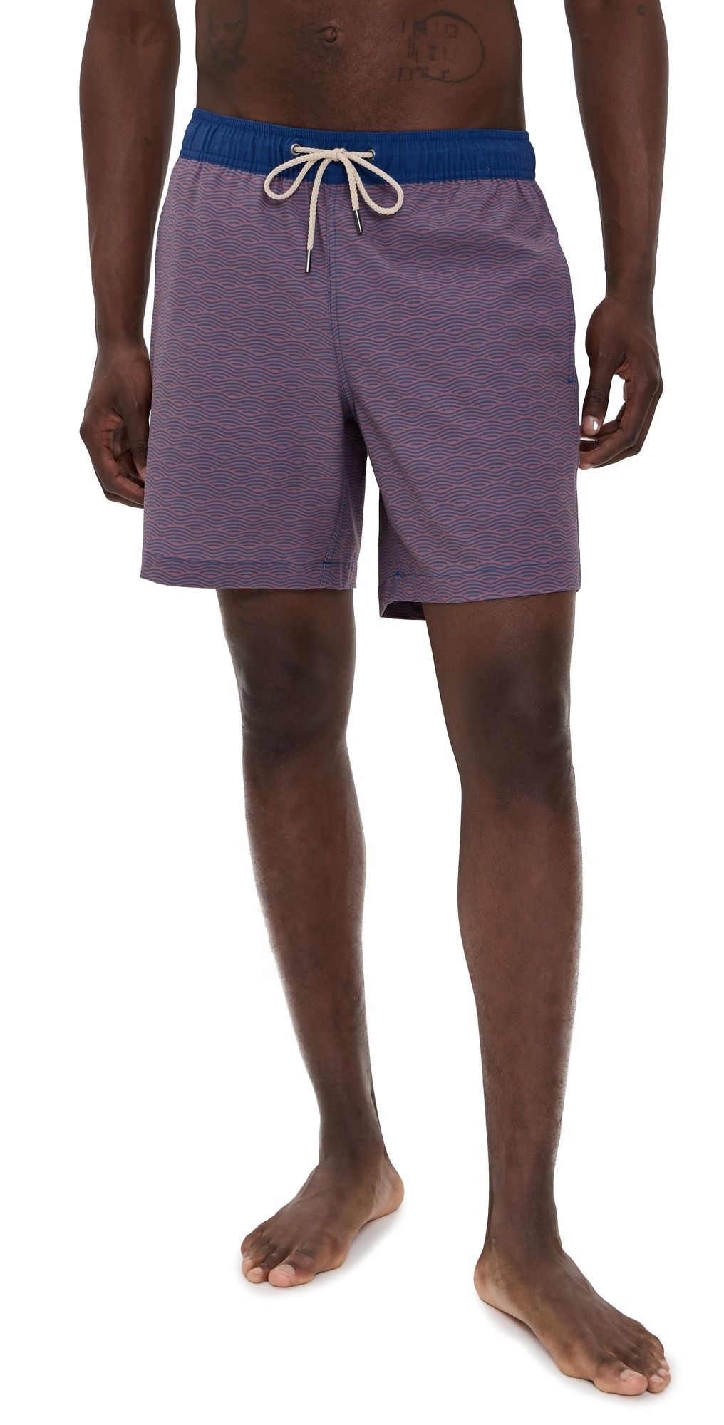 Fair Harbor The Bayberry Swim Trunks 7 Red Waves XL