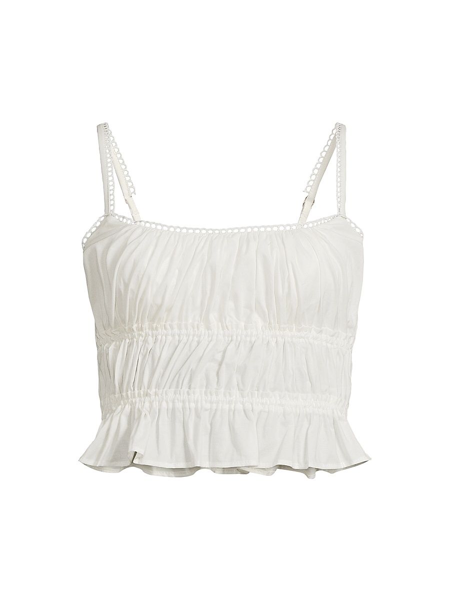 Women's Amelia Ruffle Crop Top - White - Size XL