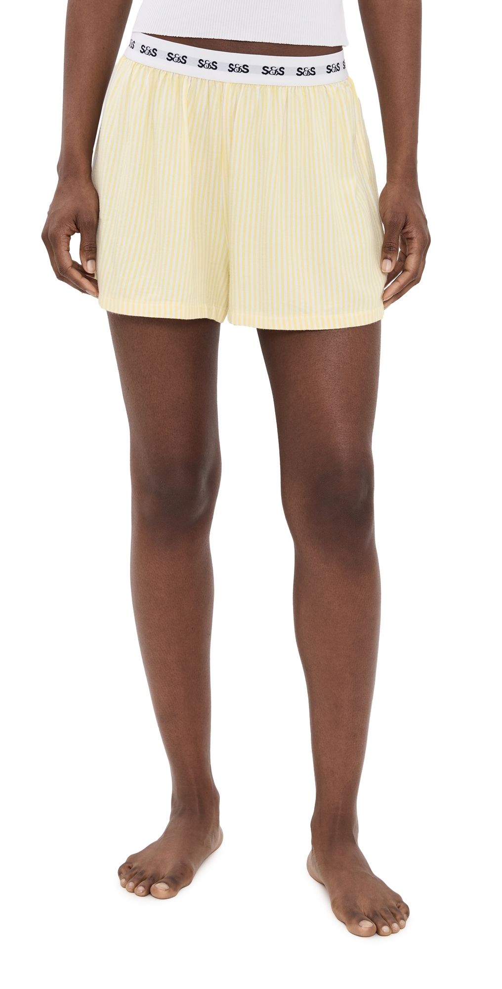 Stripe & Stare Pajama Shorts Lemon Sorbet S