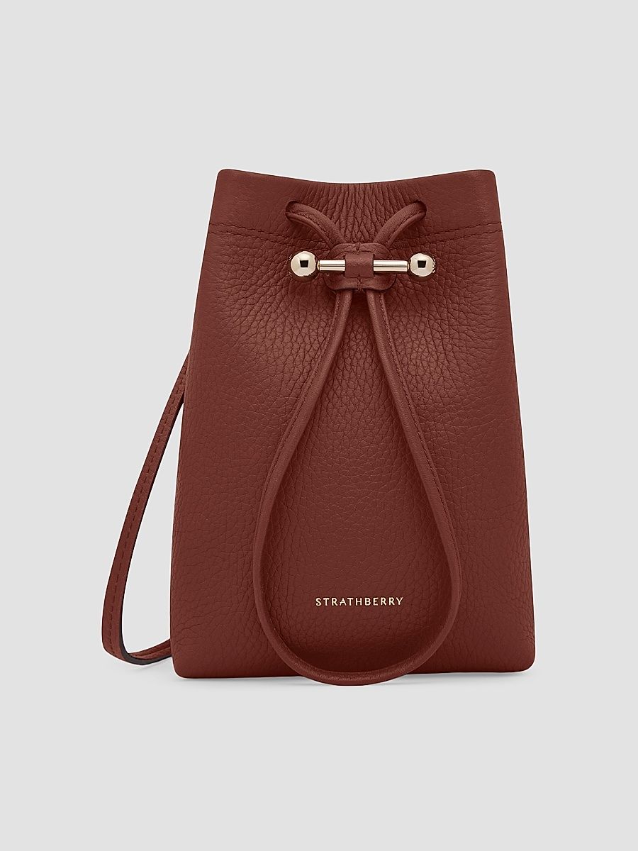 Women's Osette Large Grain Leather Pouch - Walnut