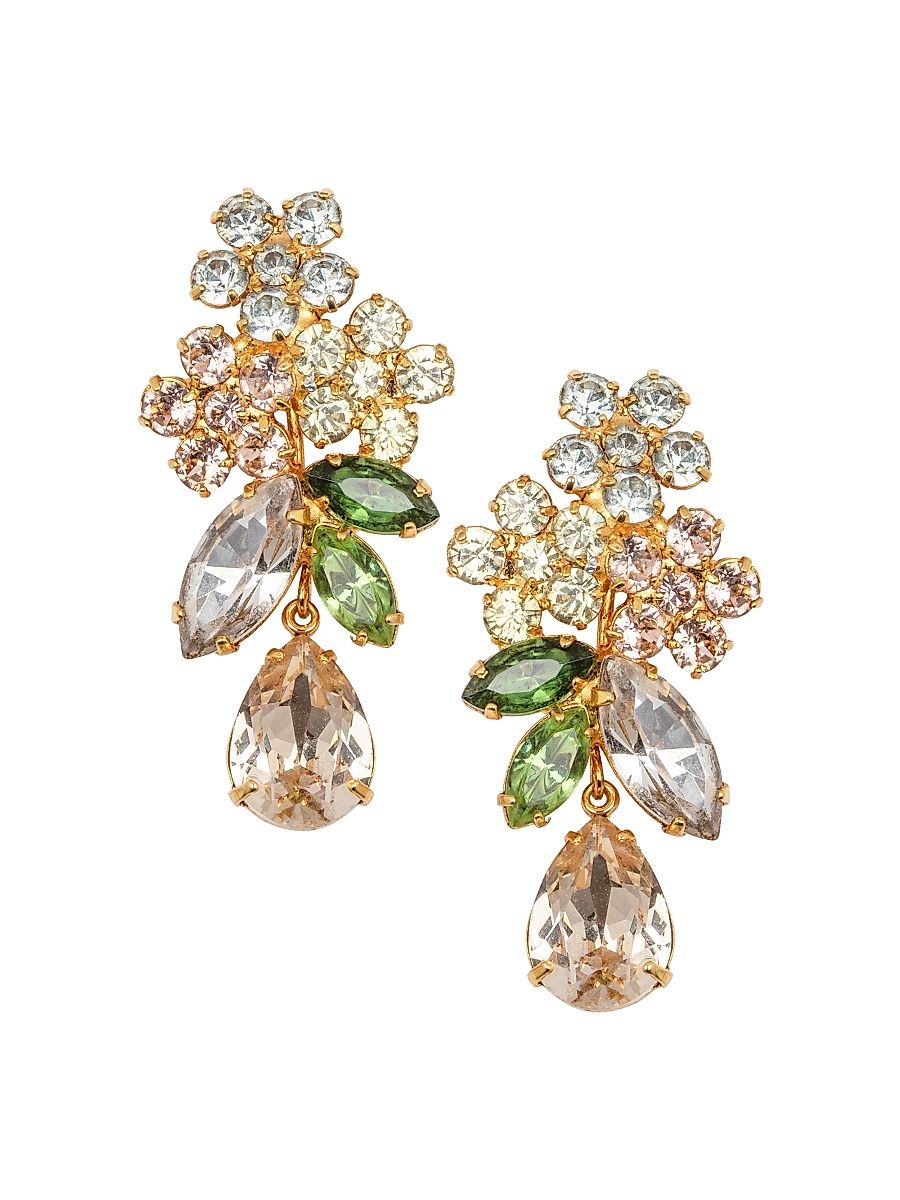 Women's Bouquet 18K Gold-Plated & Glass Crystal Drop Earrings
