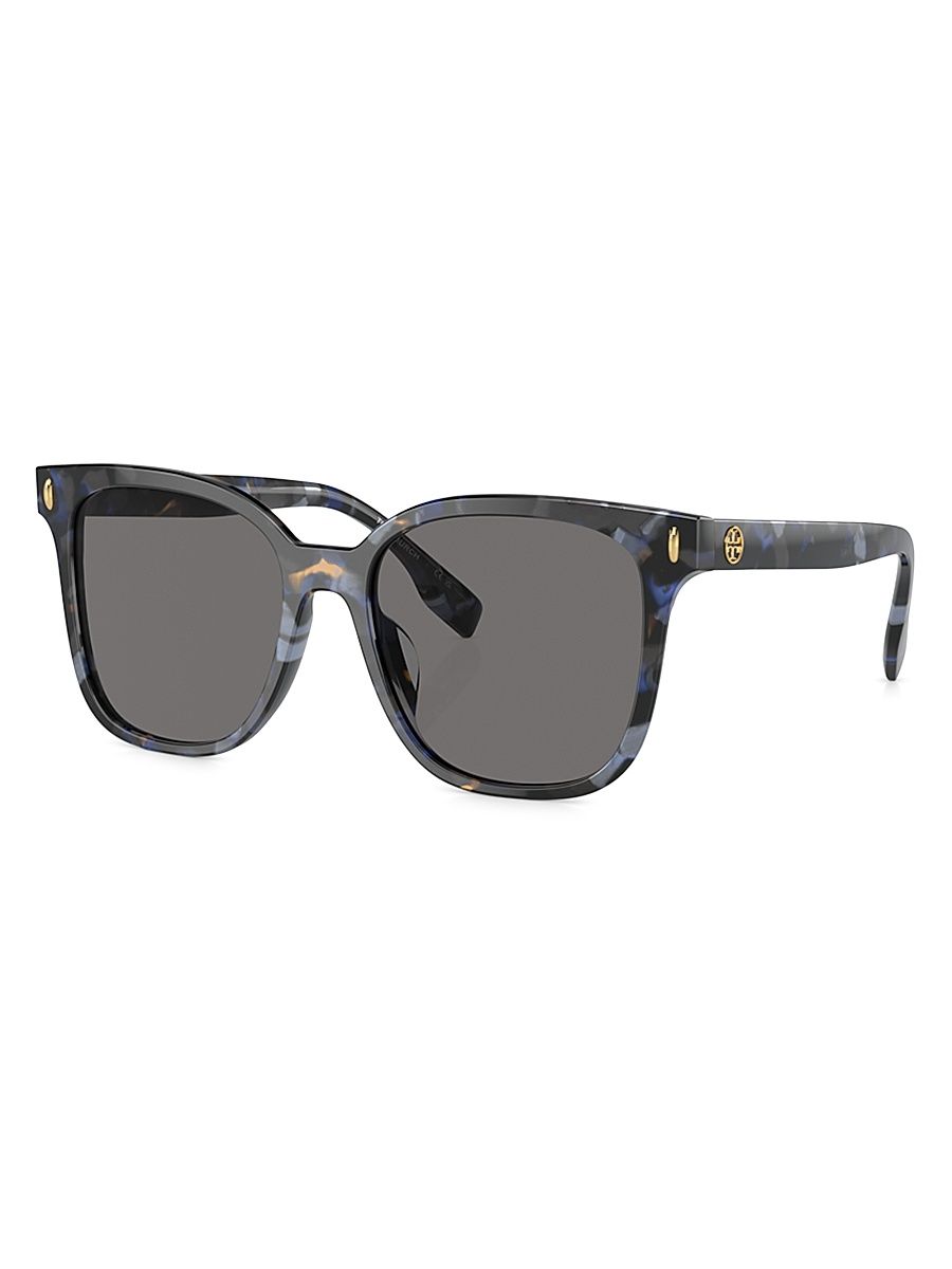 Women's Thin Miller 53MM Square Sunglasses - Blue Havana Dark Grey