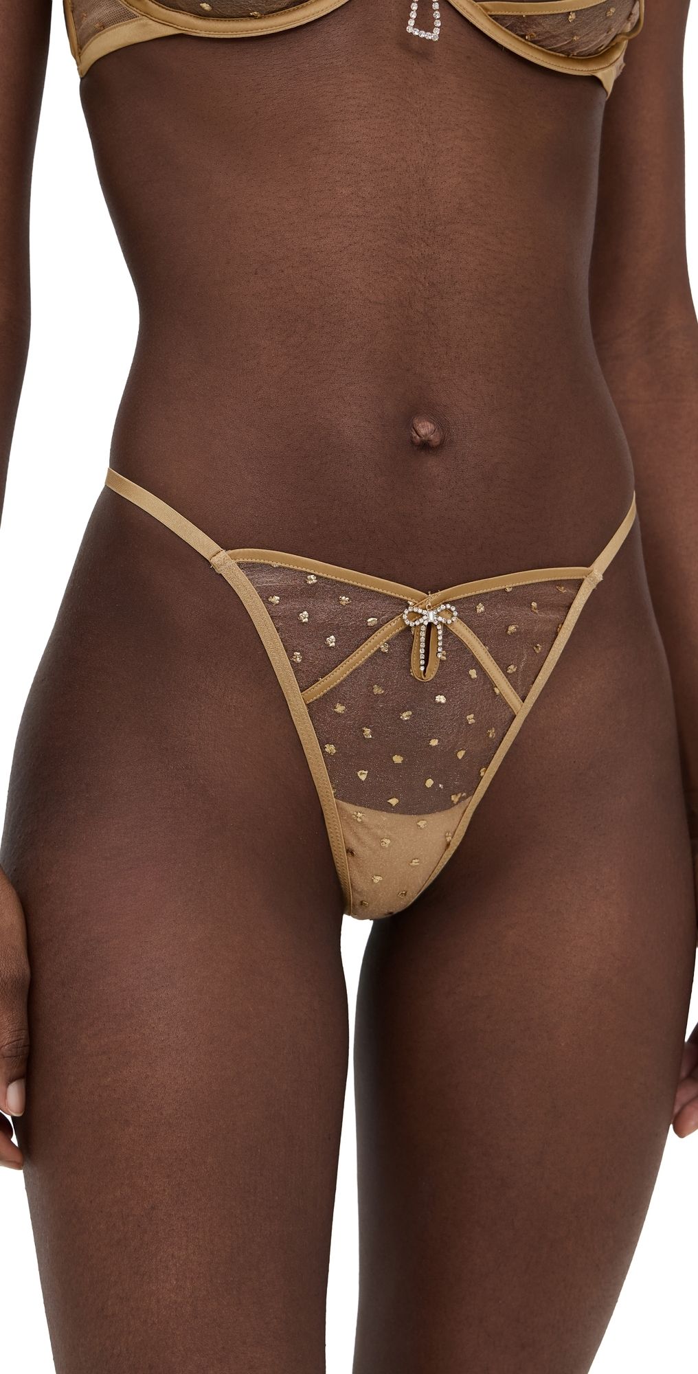 For Love & Lemons Izzy Thong Panties Gold M