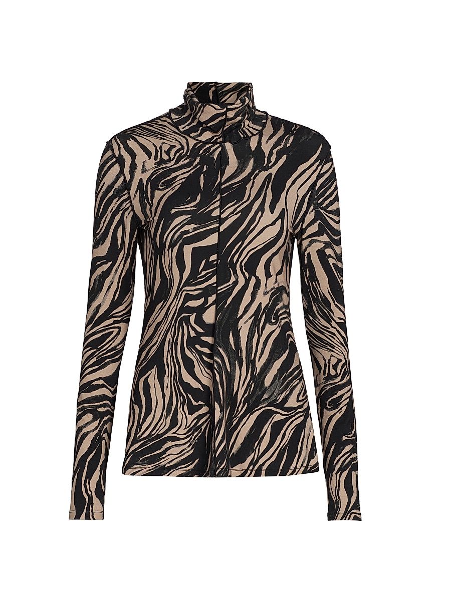 Women's Audrey Marble Jersey Top - Fawn Multi - Size Large