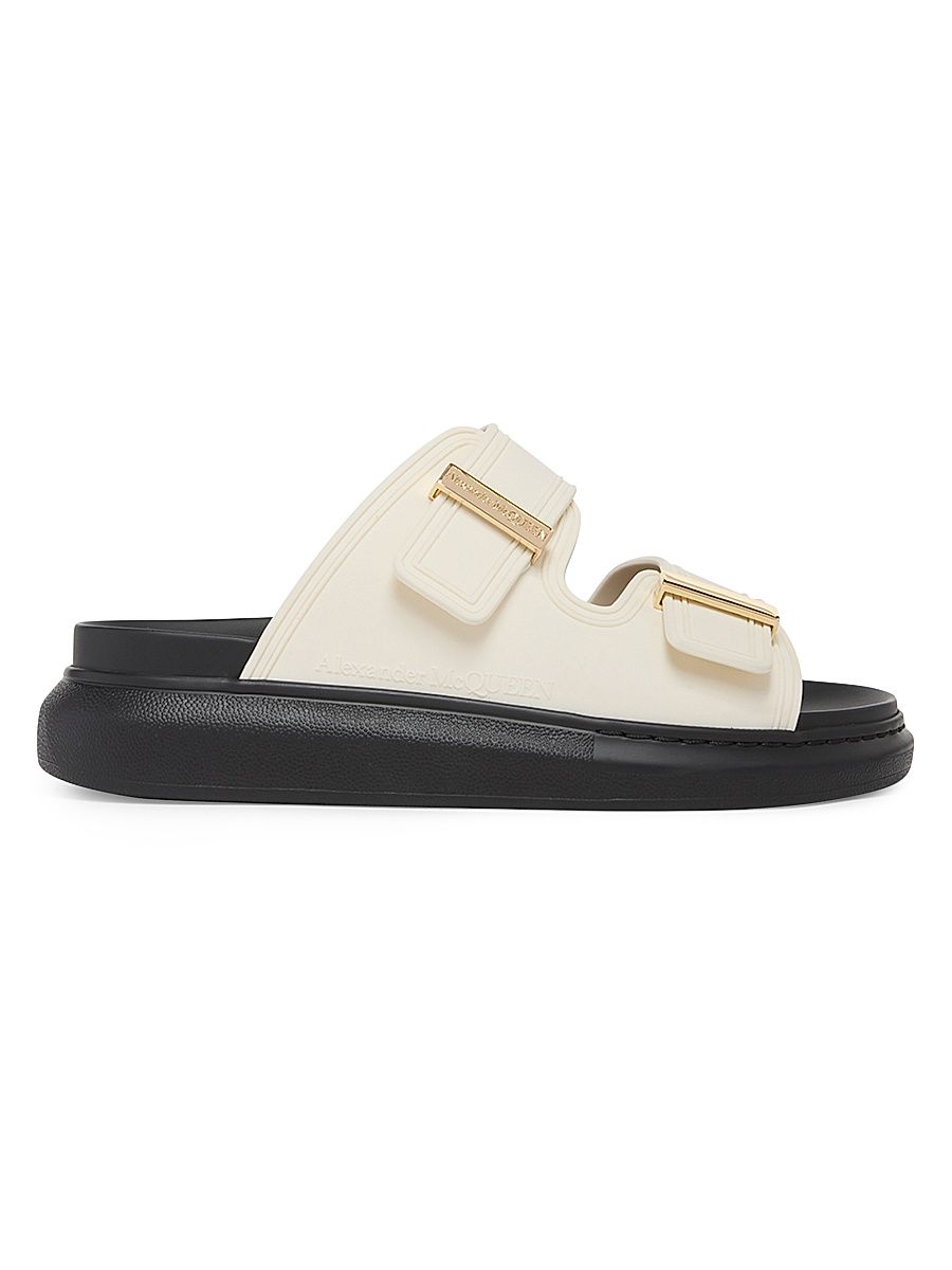 Women's 40MM Double-Band Sandals - White Black - Size 10