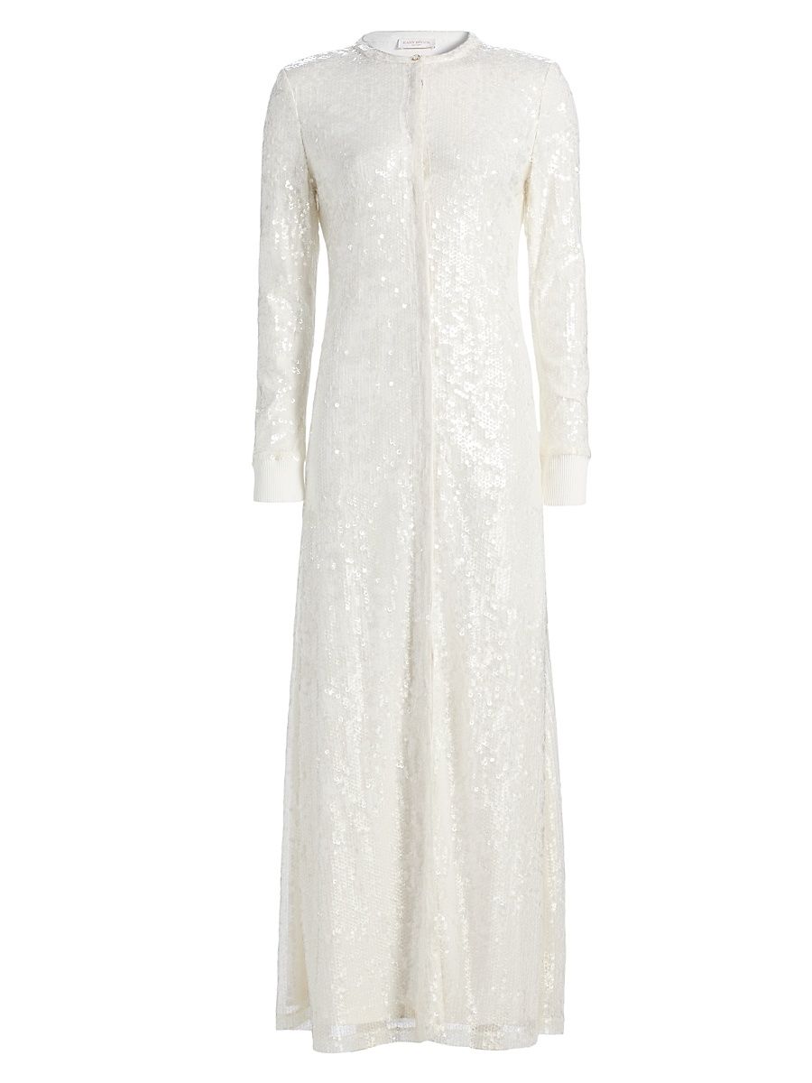 Women's Oriana Sequined Convertible Duster - Winter White Sequin - Size Medium