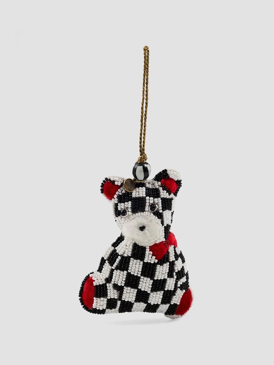 MacKenzie-Childs Merry Christmas Courtly Check Bear Beaded Ornament