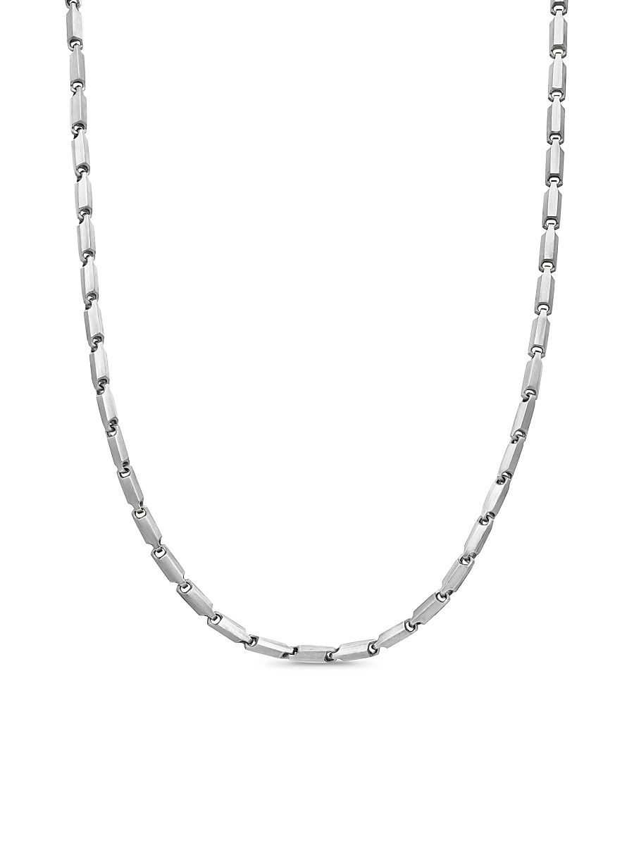 Men's Faceted Link Necklace in Sterling Silver - Silver - Size 24