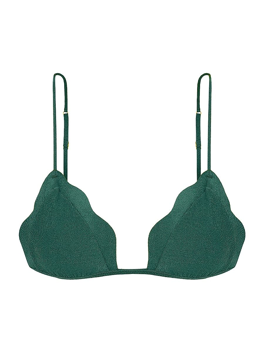 Women's Solid Lou Triangle Bikini Top - Green - Size Small