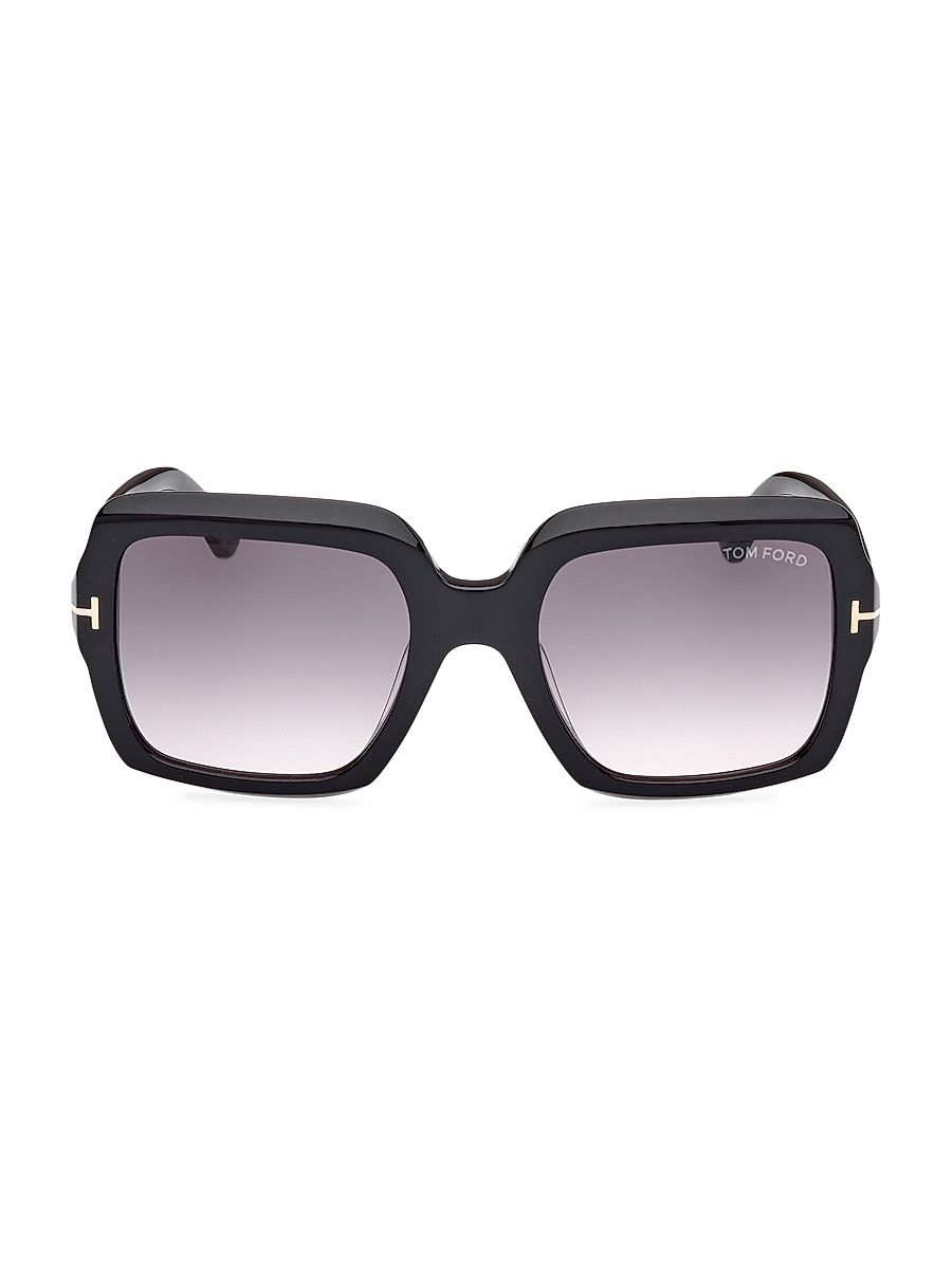 Women's Kaya 54MM Square Sunglasses - Shiny Black Gradient Smoke
