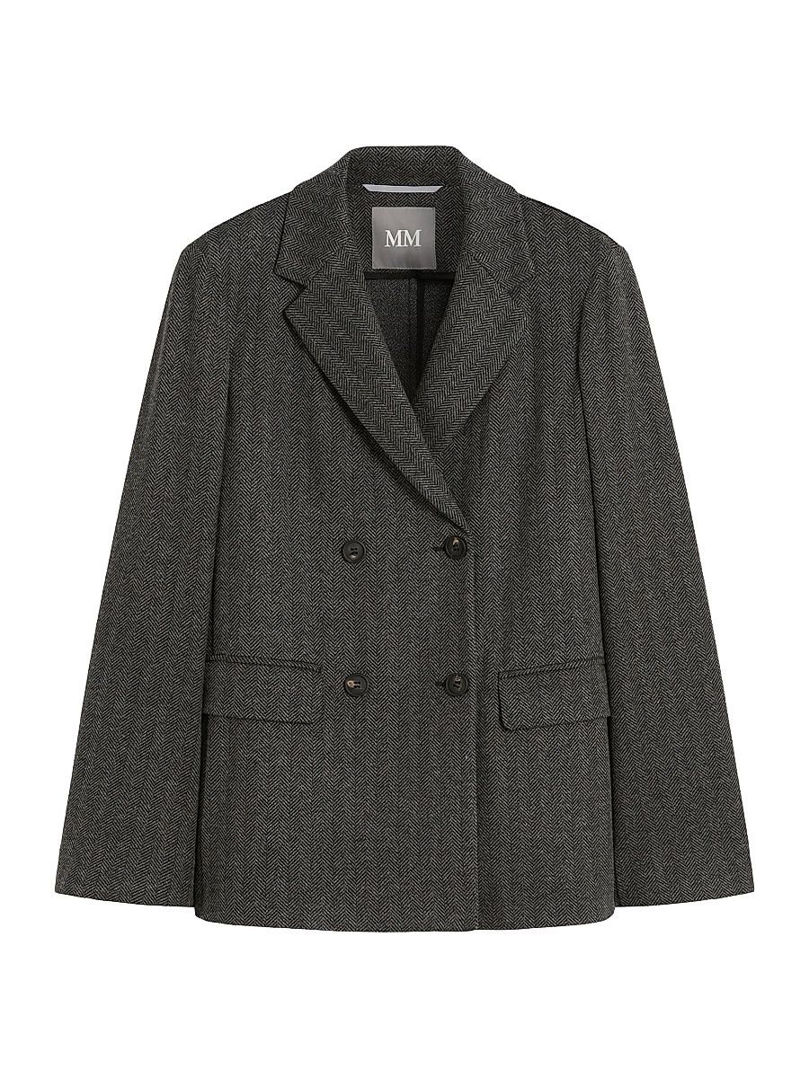 Women's Double Breasted Jacquard Blazer - Black Jacquard - Size XL