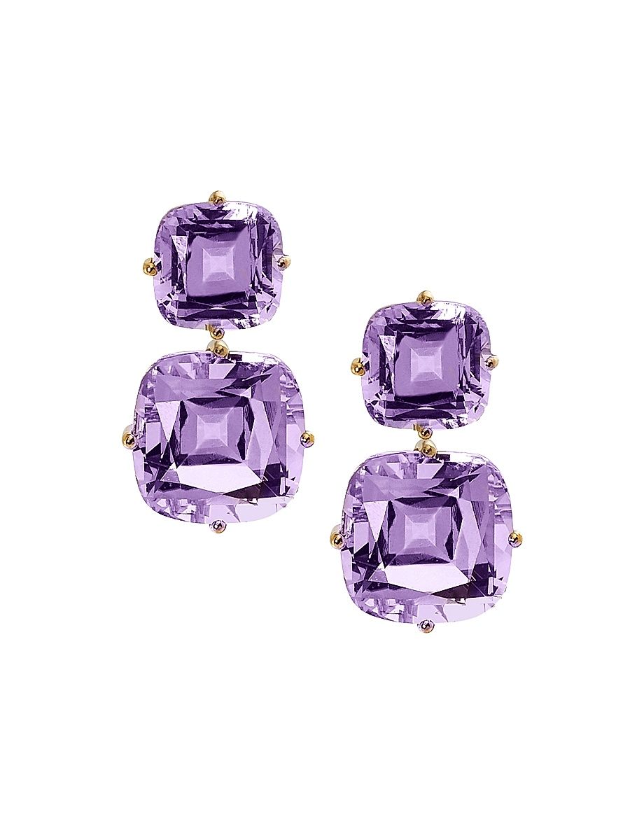 Women's Gossip 18K Yellow Gold & Amethyst Drop Earrings - Amethyst