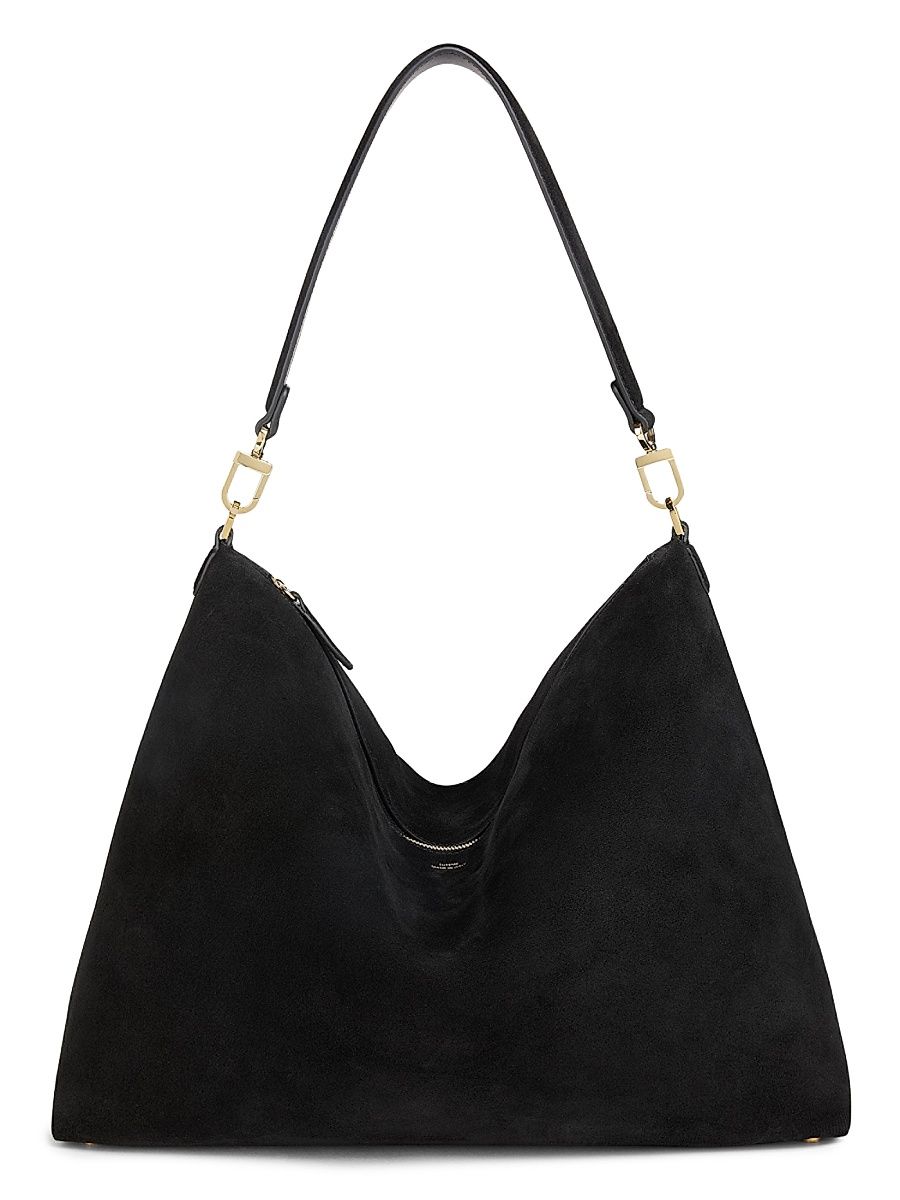 Women's Medium Bevel Suede Hobo Bag - Black