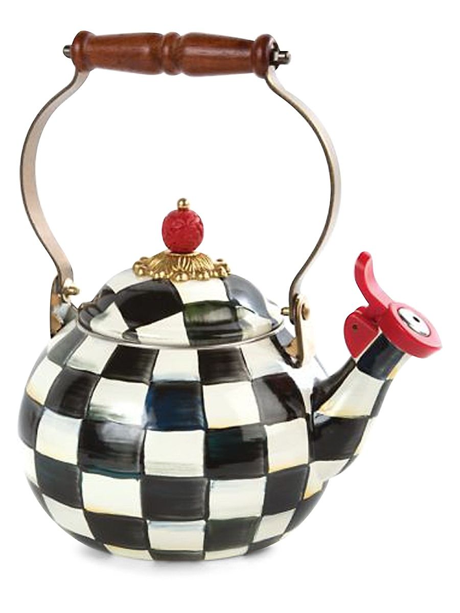 Courtly Check Enamel Whistling Tea Kettle