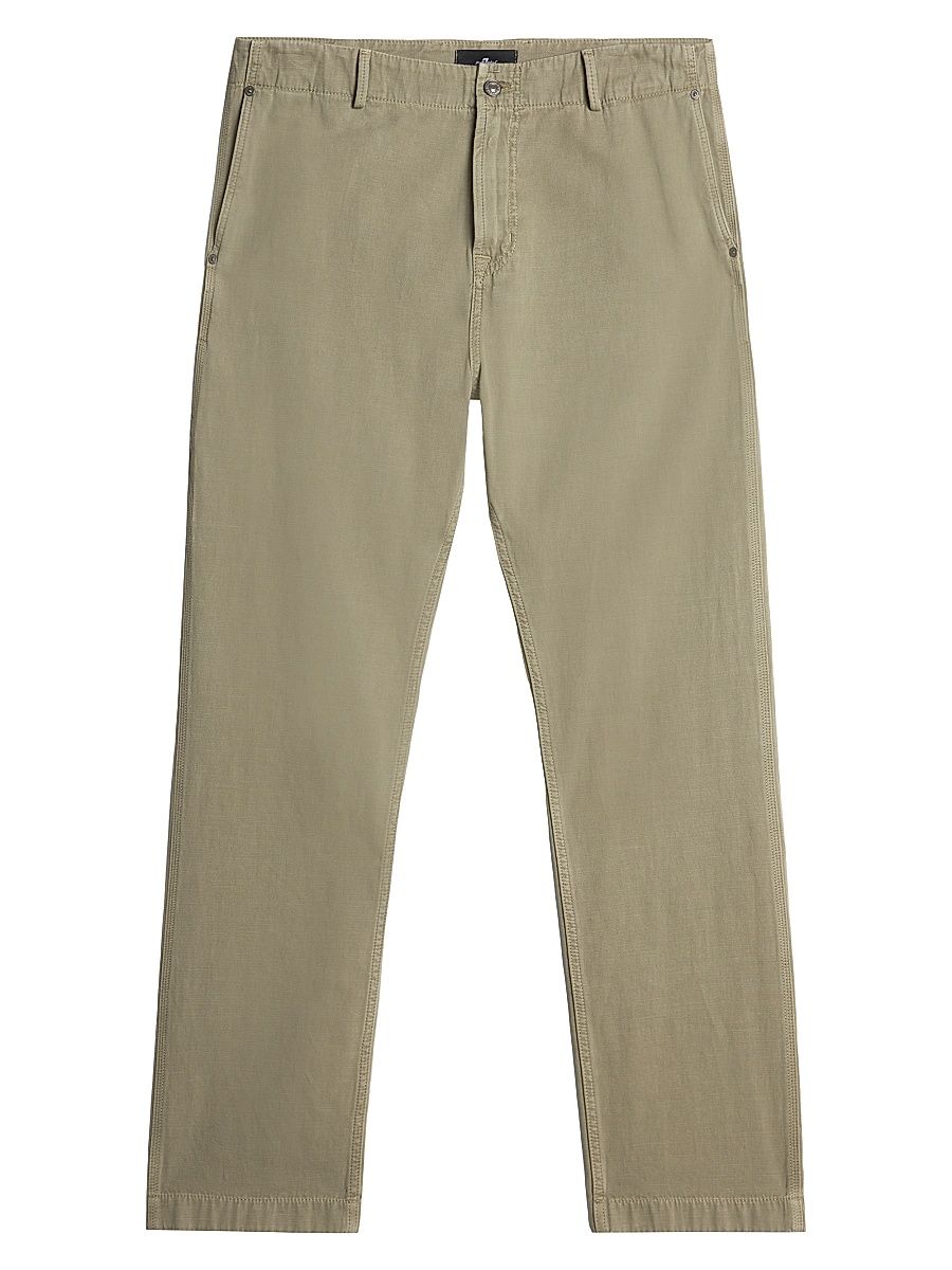 Men's Cotton-Linen Chino Carpenter Pants - Linen Olive - Size 38