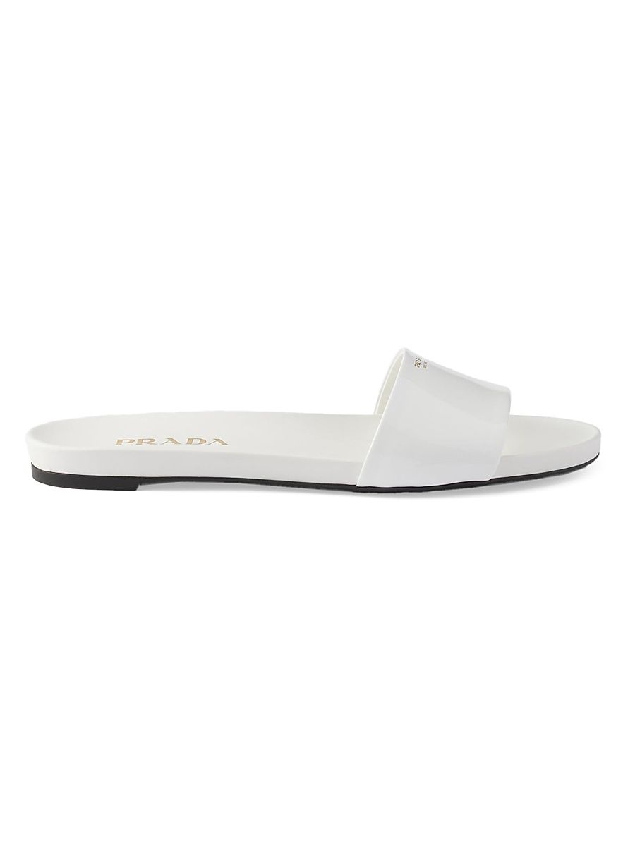 Women's Patent Leather Slides - White - Size 5