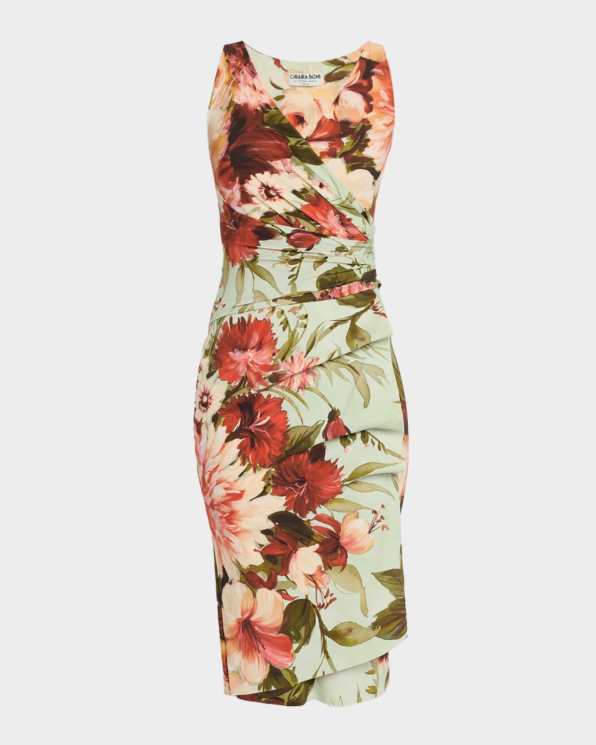 Isoshi Floral-Print Faux Wrap Midi Dress