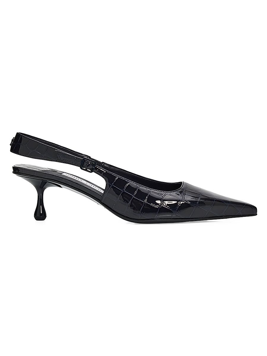 Women's Amel 50MM Embossed-Leather Slingback Pumps - Marine - Size 12