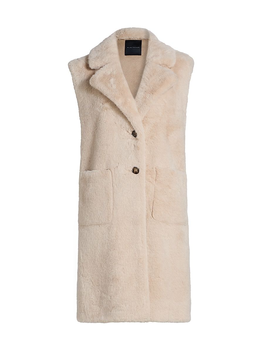 Women's Fallon Faux-Fur Longline Vest - Spun Cashmere - Size XL