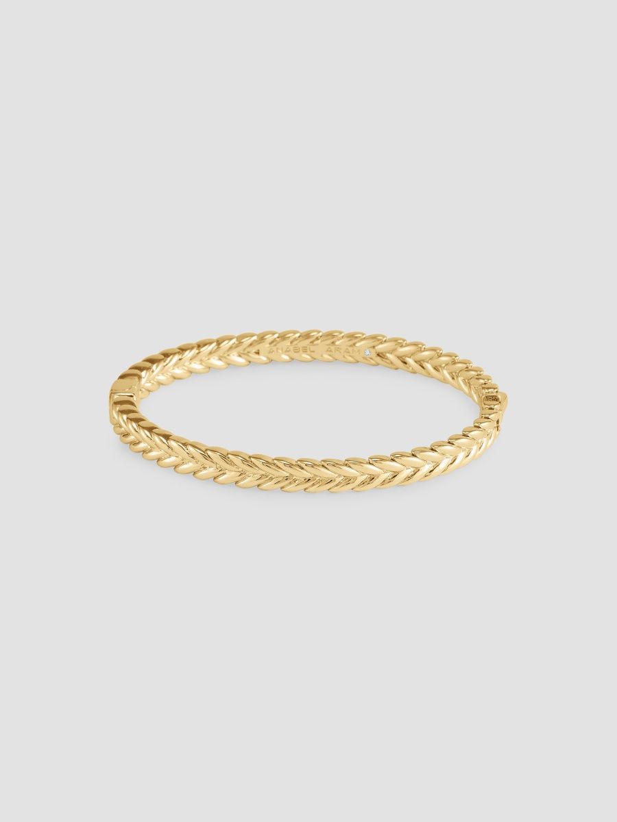 Anabel Aram Women's Cheval Braided Hinged Bangle - Yellow