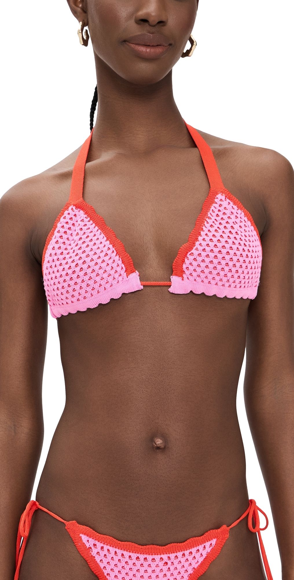 PQ Swim Wren Crochet Triangle Top Rose D