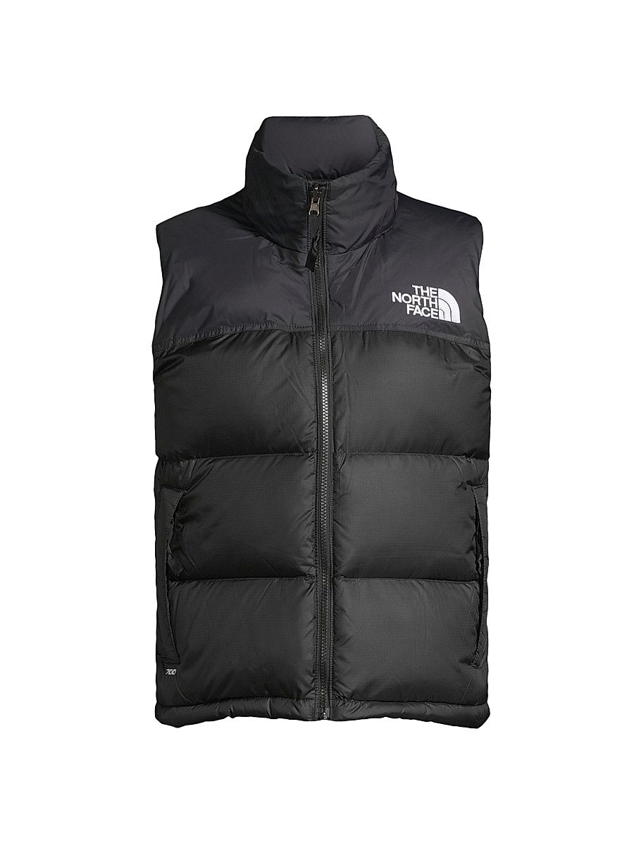 Women's Retro Nuptse Logo Down Vest - Recycled Black - Size XL