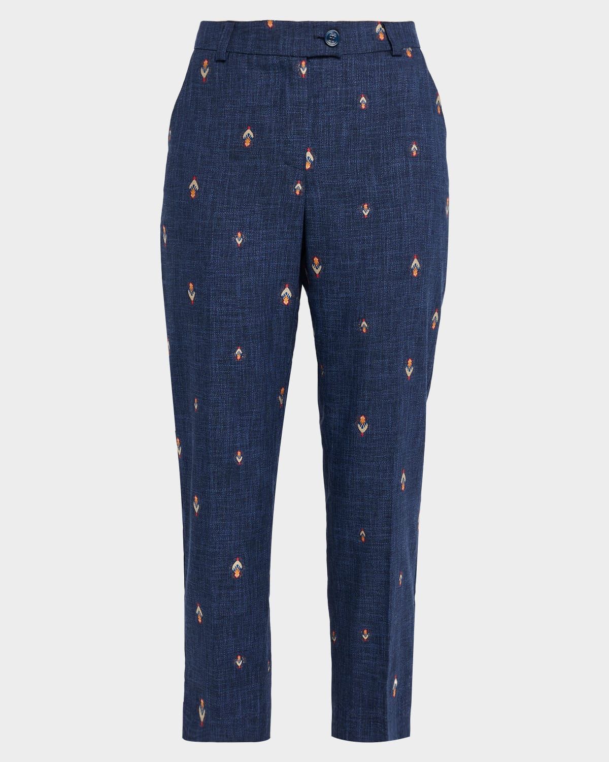 Abstract Jacquard Signature Straight-Leg Ankle Trousers