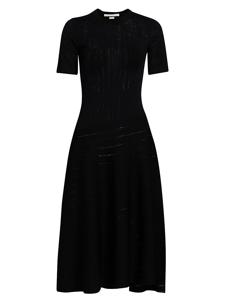 Women's Pointelle Degrade Midi-Dress - Black - Size Large