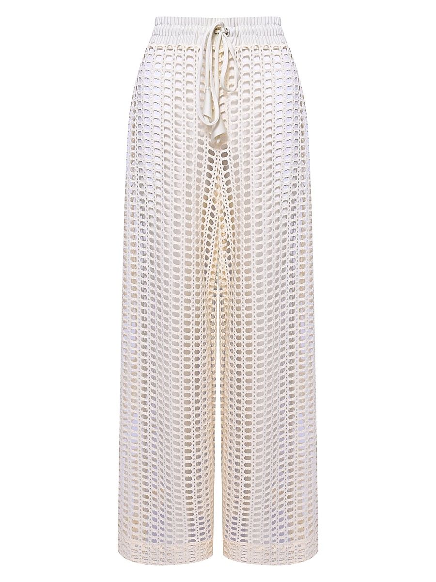 Women's Selene Open-Knit Drawstring Pants - Off White - Size XS