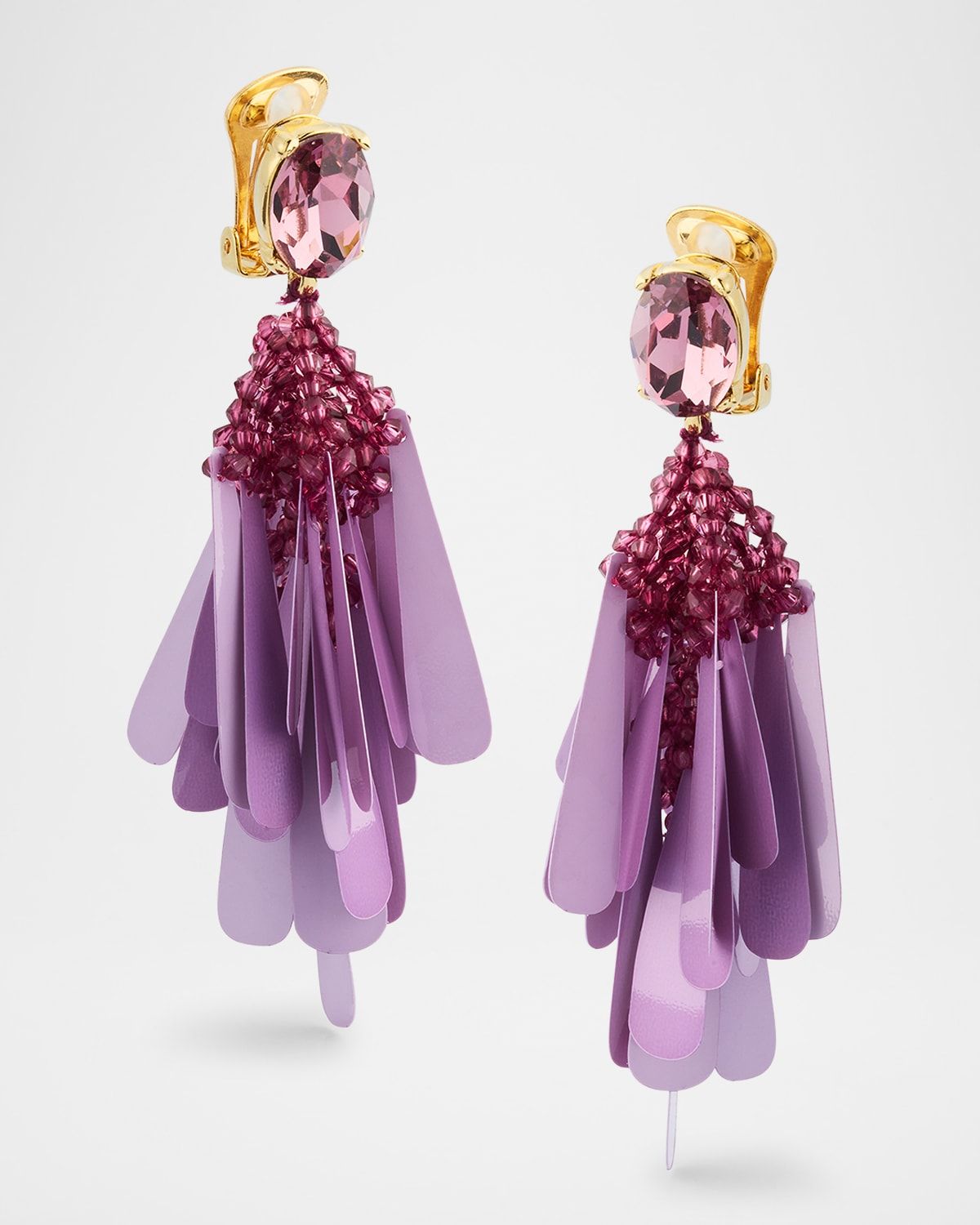 Long Sequined Clip-On Earrings