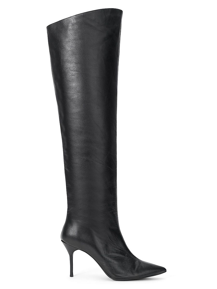 Women's Sebastian 75MM Leather Over-The-Knee Boots - Black - Size 10