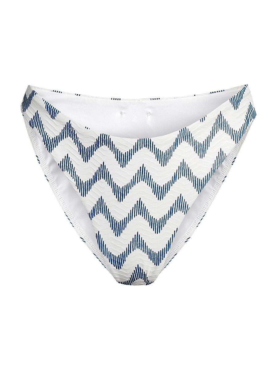 Women's Margot Barcelona Chevron Bikini Bottom - White Blue - Size Large