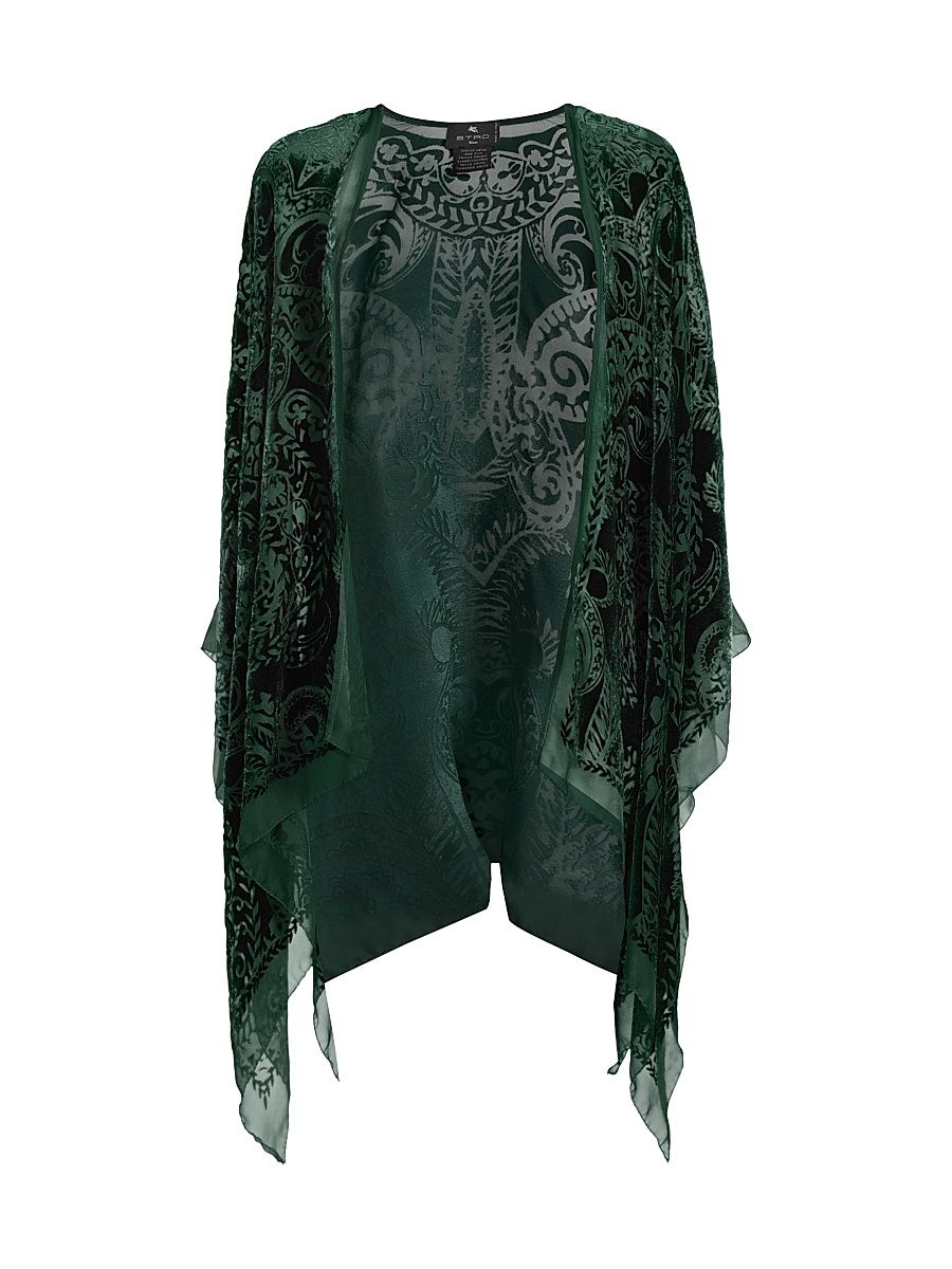 Women's Burnout Velvet Cape - Stampa F Do Verde
