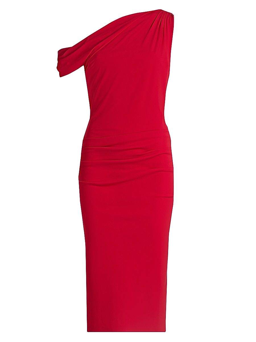 Women's Adial One-Shoulder Midi-Dress - Ruby - Size 8